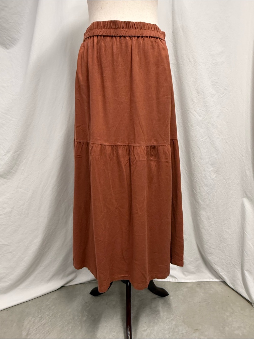 Poetry Fashion Tiered Maxi Skirt in Rust